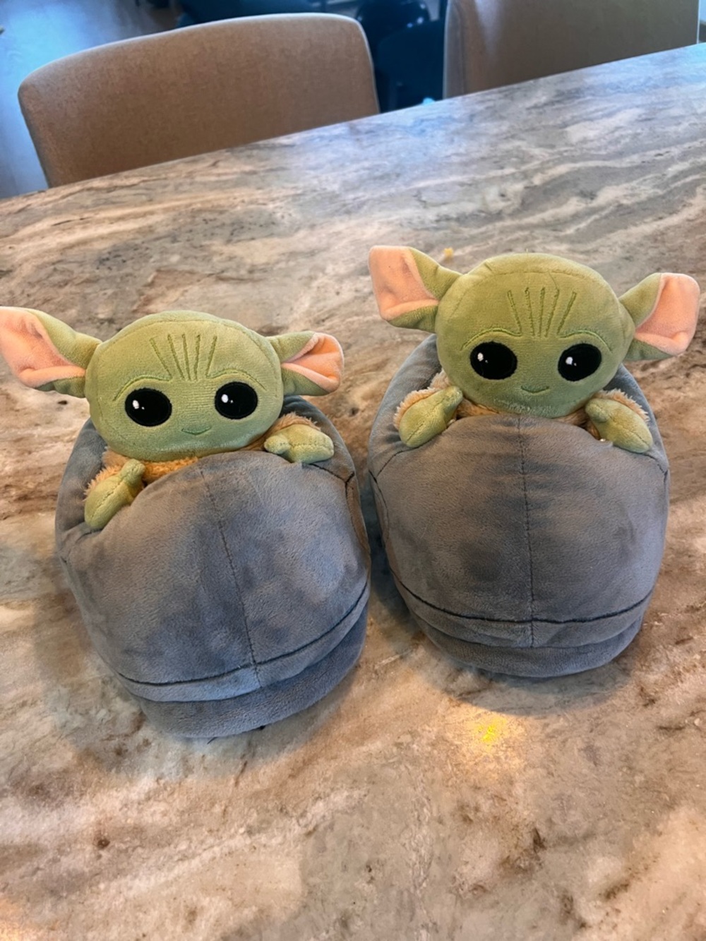 Star Wars Grogu Plush Slippers - Green and Gray - Size 1